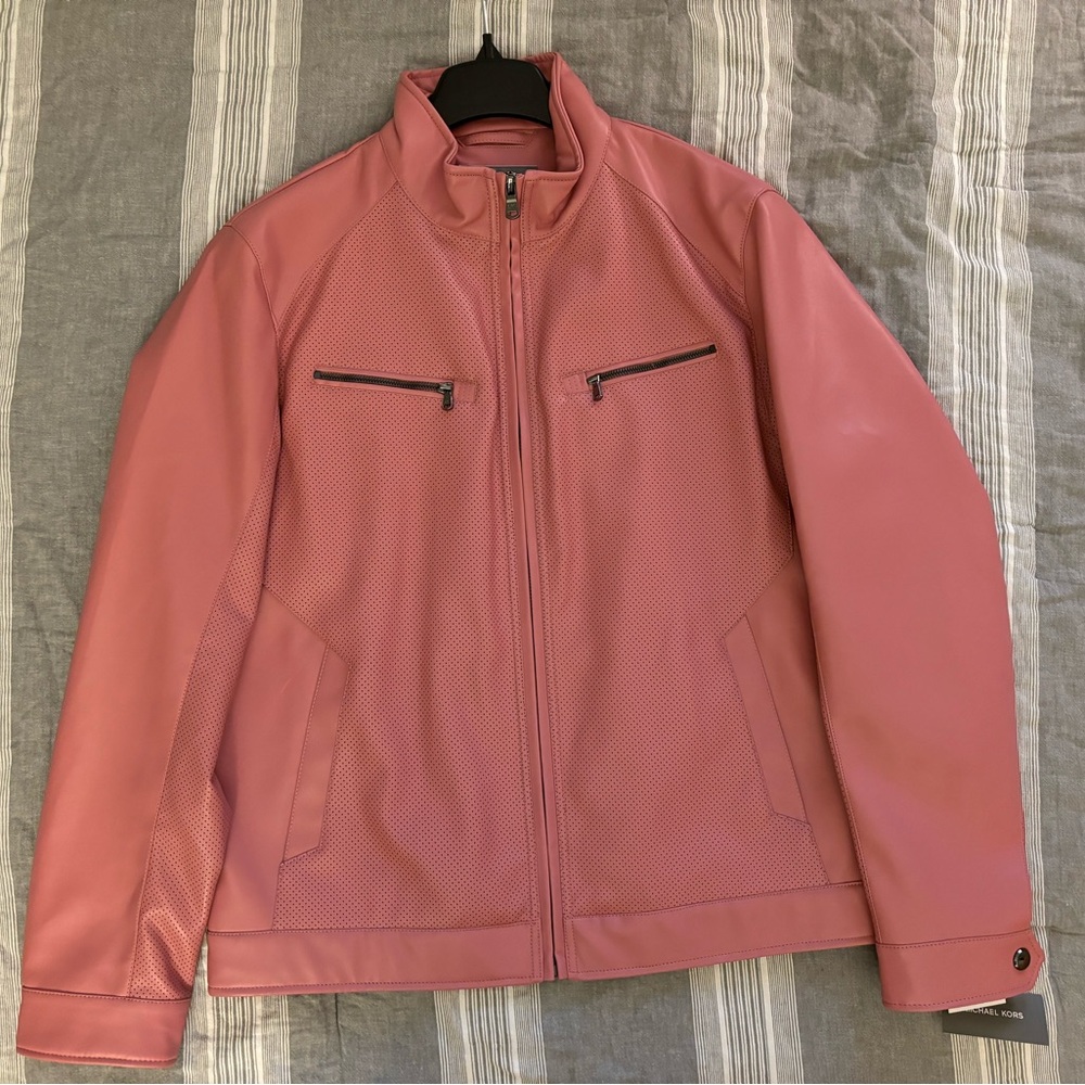 Dusty Rose Michael Kors Faux Leather Hipster Jacket